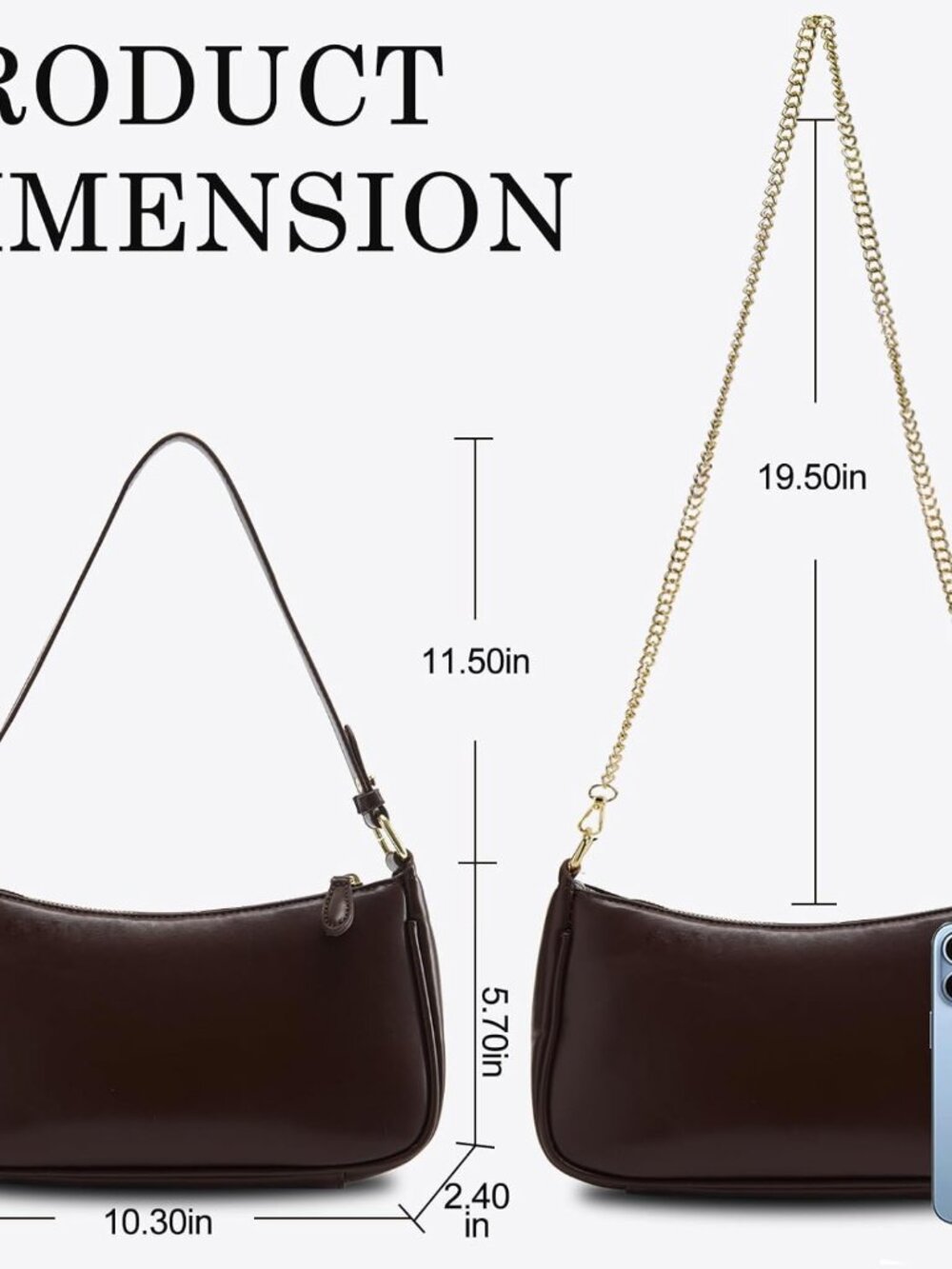 Crescent Shoulder Bag for Women Trendy Tote Handbag Purse Vegan Leather Clutch H - Picture 6 of 7